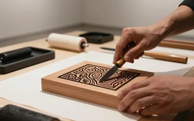 Woodblock Print Making Demonstration by Monique Wales