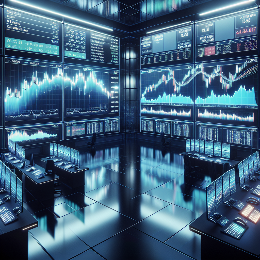 An image of a room full of charts that have 10 year bond futures contract bar candles on them