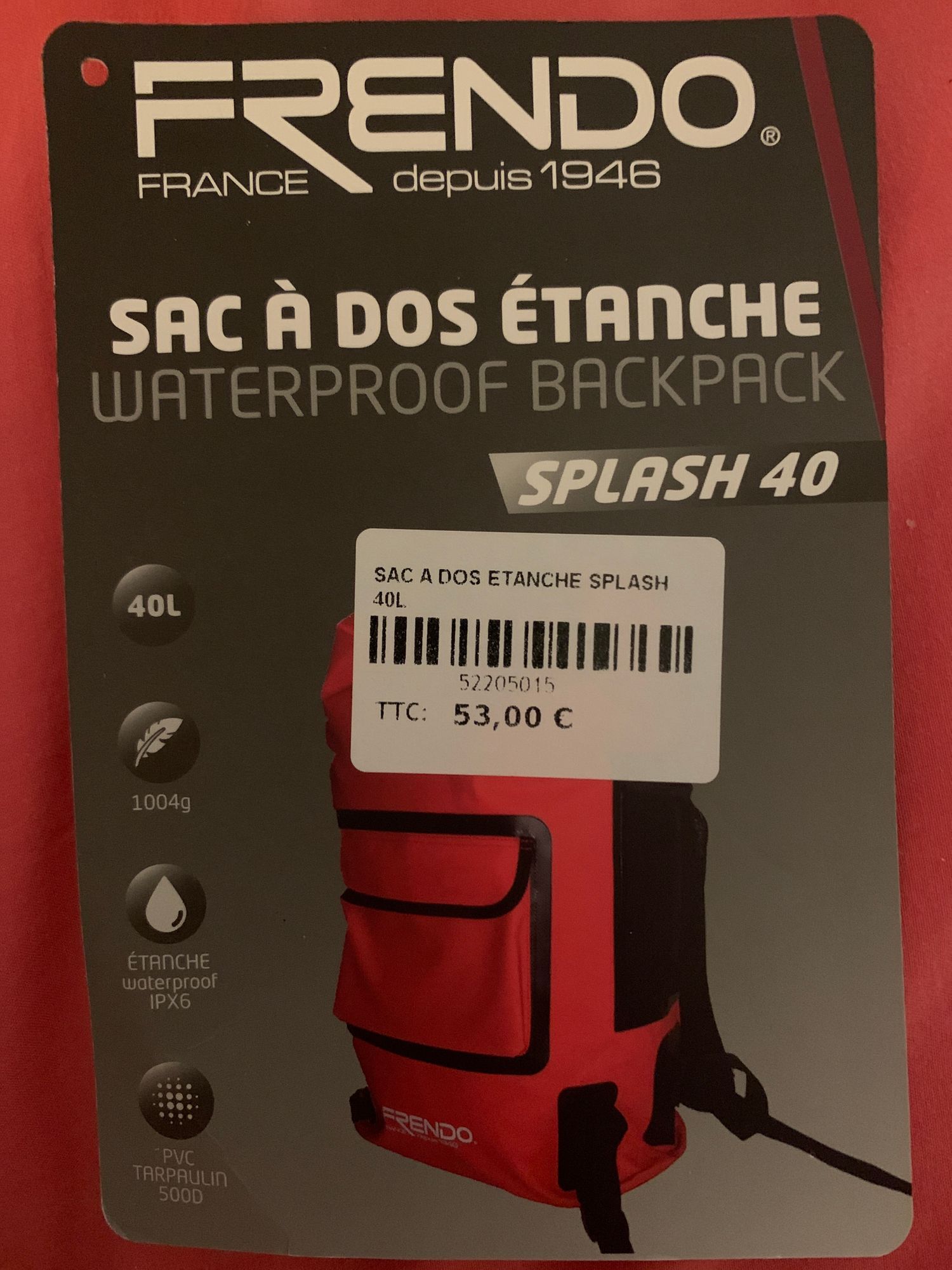 SAC À DOS ÉTANCHE SPLASH 40 LITRES