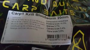 BOUILLETTE NATURAL BAITS 20MM CARP1 KRILL BLOODWORM 