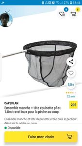 ENSEMBLE MANCHE + TÊTE ÉPUISETTE PF-ST 1.8M TRAVEL INOX POUR LA PÊCHE AU COUP