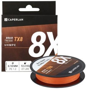 CAPERLAN - BRAID TX8 ORANGE VITAMINE 130M 8 CENTIÈMES 6.8KG