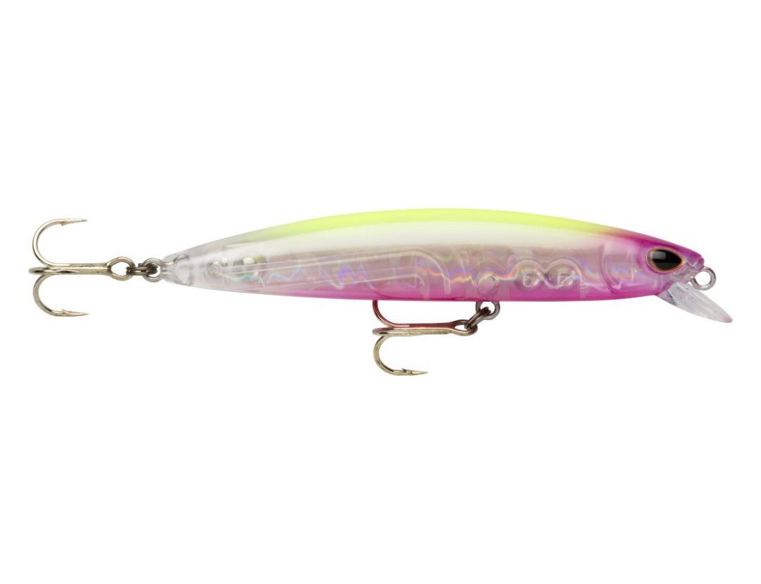 SO-RUN MINNOW SRM95F CLEAR PINK HEAD CHARTREUSE