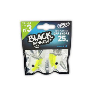 BLACK MINNOW 120 TÊTE PLOMBÉE OFF SHORE 25G JAUNE FLUO