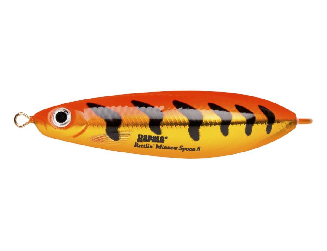 RATTLIN' MINNOW SPOON RMSR08 GOLD FLUORESCENT RED TIGER