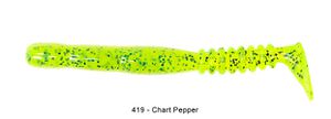 FAT ROCKVIBE SHAD 4" 419 - CHARTREUSE PEPPER