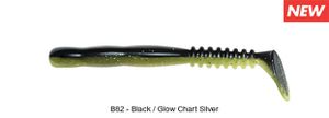 ROCKVIBE SHAD 2" B82 - BLACK GLOW CHARTREUSE SILVER