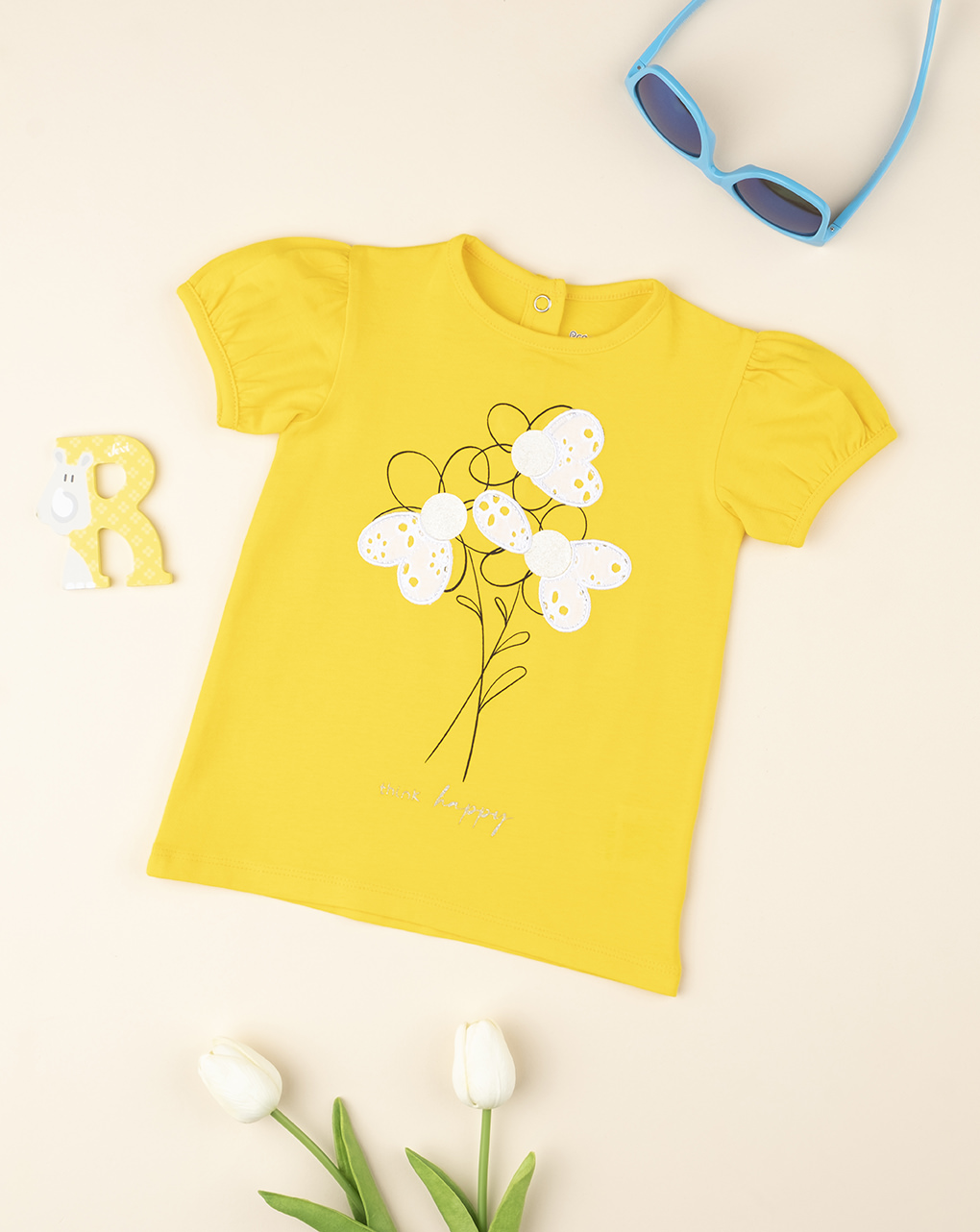 T-shirt me printe Prenatal - 3-6 Muaj, E verdhë