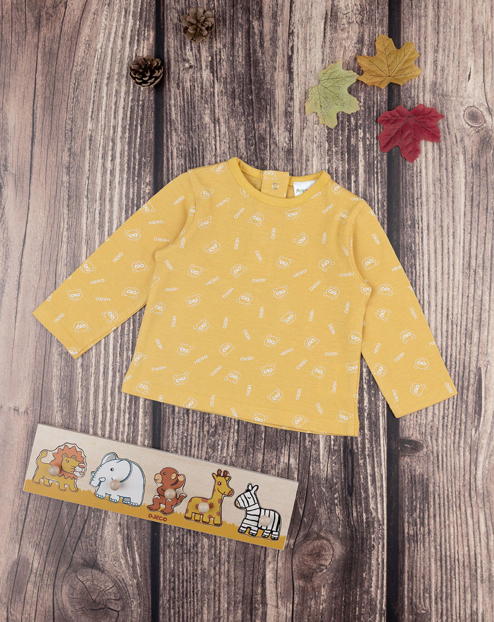 Bluzë bazike me mëngë të gjata, Prenatal - 1-3 Muaj, E verdhë