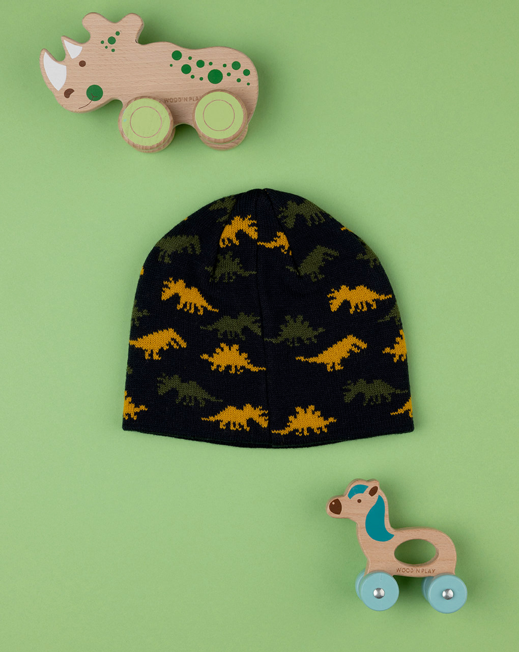 Kapuç i trikotuar me dizenjo dinozaur, Prenatal - 5-8 Vjeç, Gri