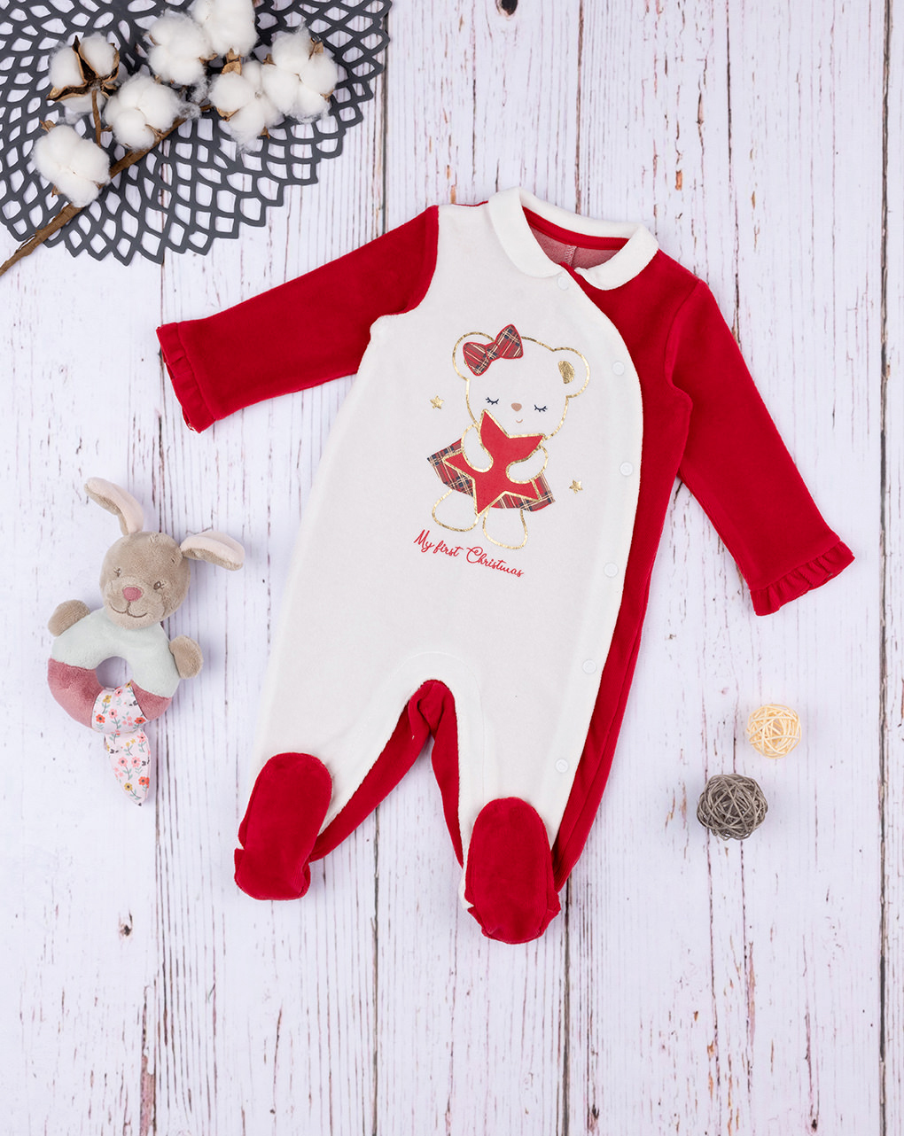 Tutinë velvet 'My first Christmas', Pretanal - 0-1 Muaj, Shumëngjyrëshe