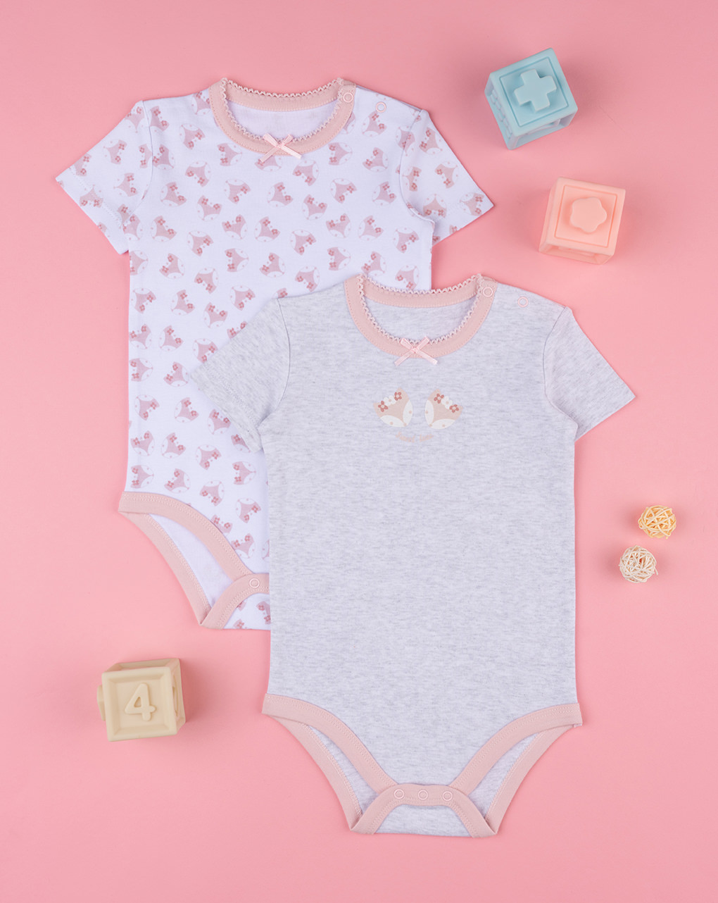 Set me dy body pambuku, Prenatal - 3 Vjeç, Rozë