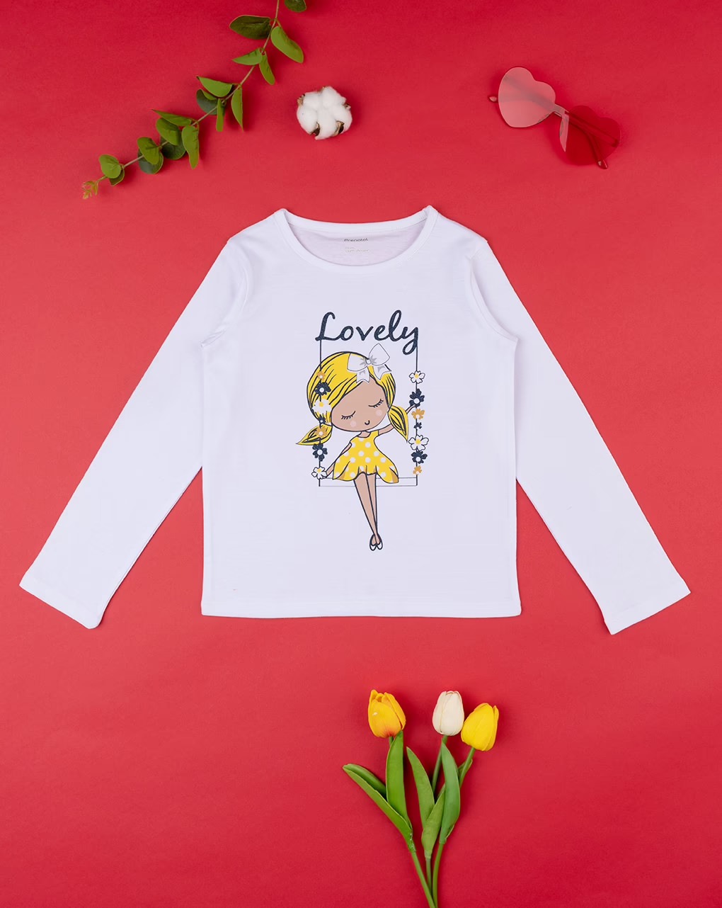 Bluzë pambuku për vajza, Prenatal - 9-10 Vjeç, E bardhë