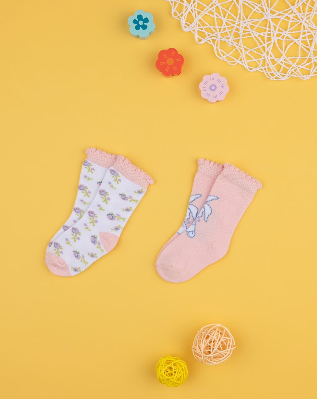 Set me dy palë çorape, Prenatal - 6-9 Muaj, Rozë