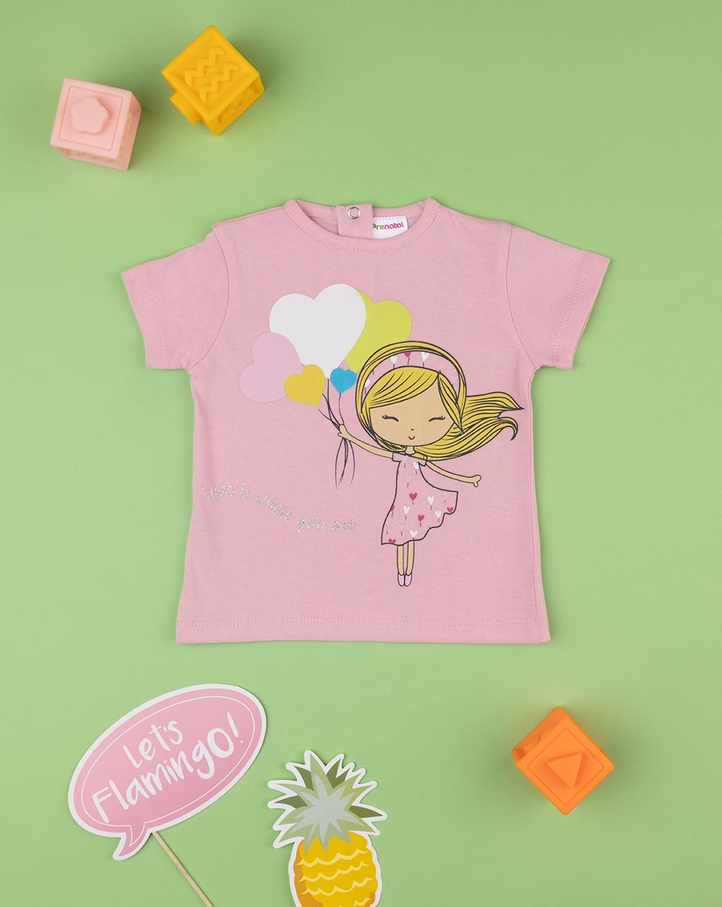 T-shirt me stampë për vajza, Prenatal - 3-6 Muaj