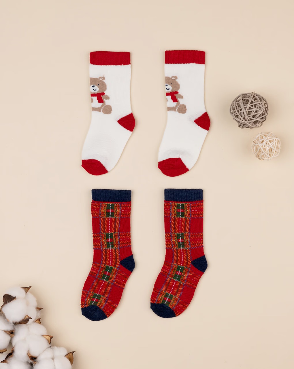 Çorape festive set me 2 palë, Prenatal - 0-1 Muaj, E kuqe