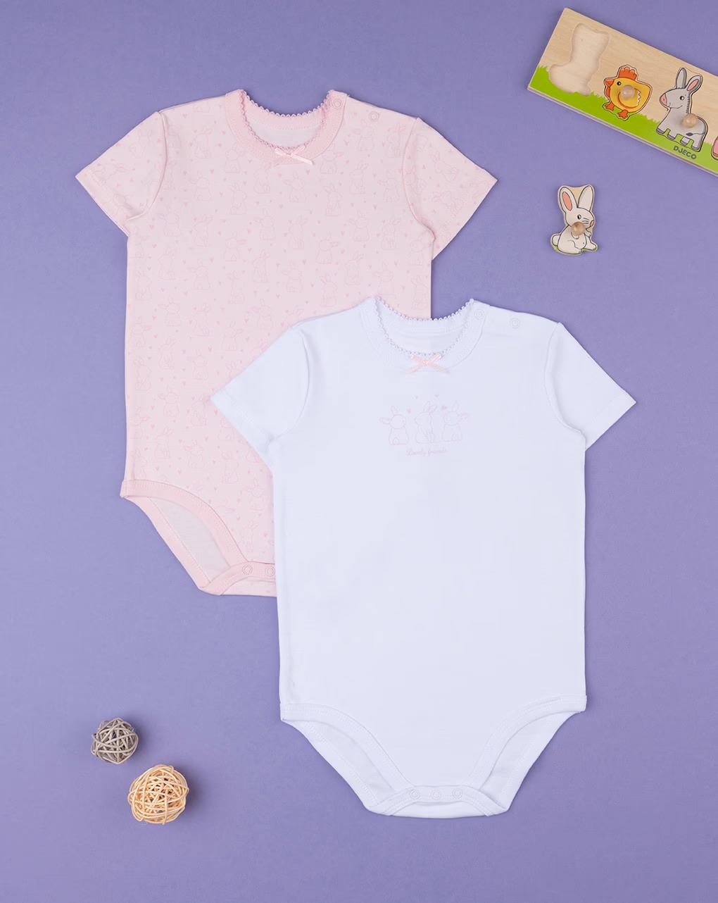 Set me 2 badi për vajza, Prenatal - 89-95 Cm, Rozë