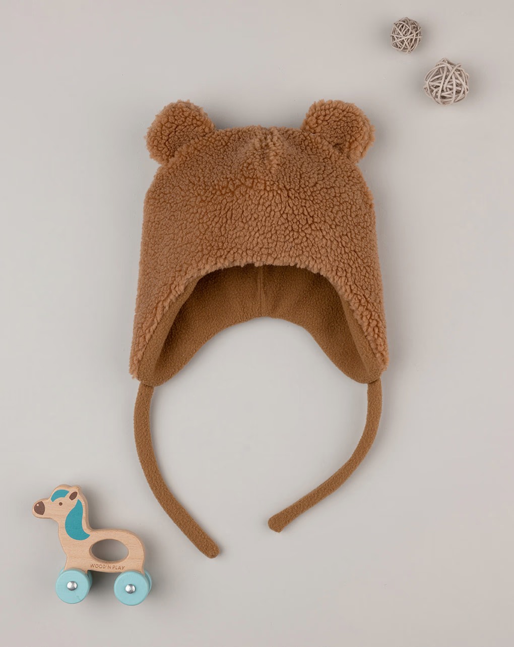 Kapuç me lidhje për djem, Prenatal - 1-3 Muaj, Bojëkafe