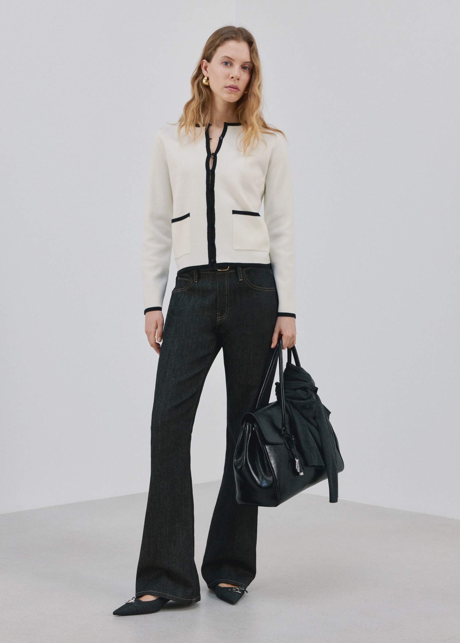 Triko me kopsa, Mango - XS, Bezhë