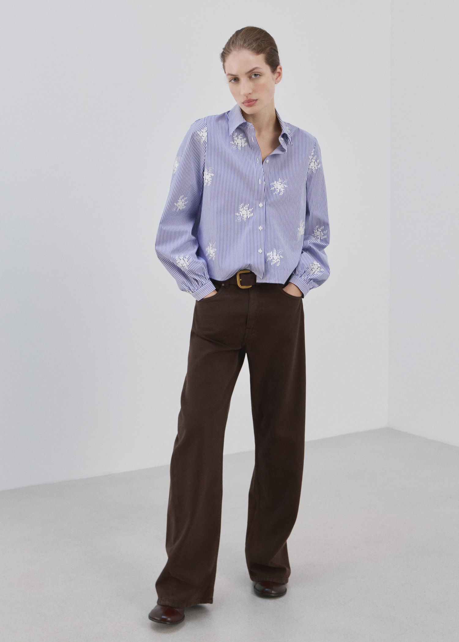 Këmishë me printe, Mango - M, Blu