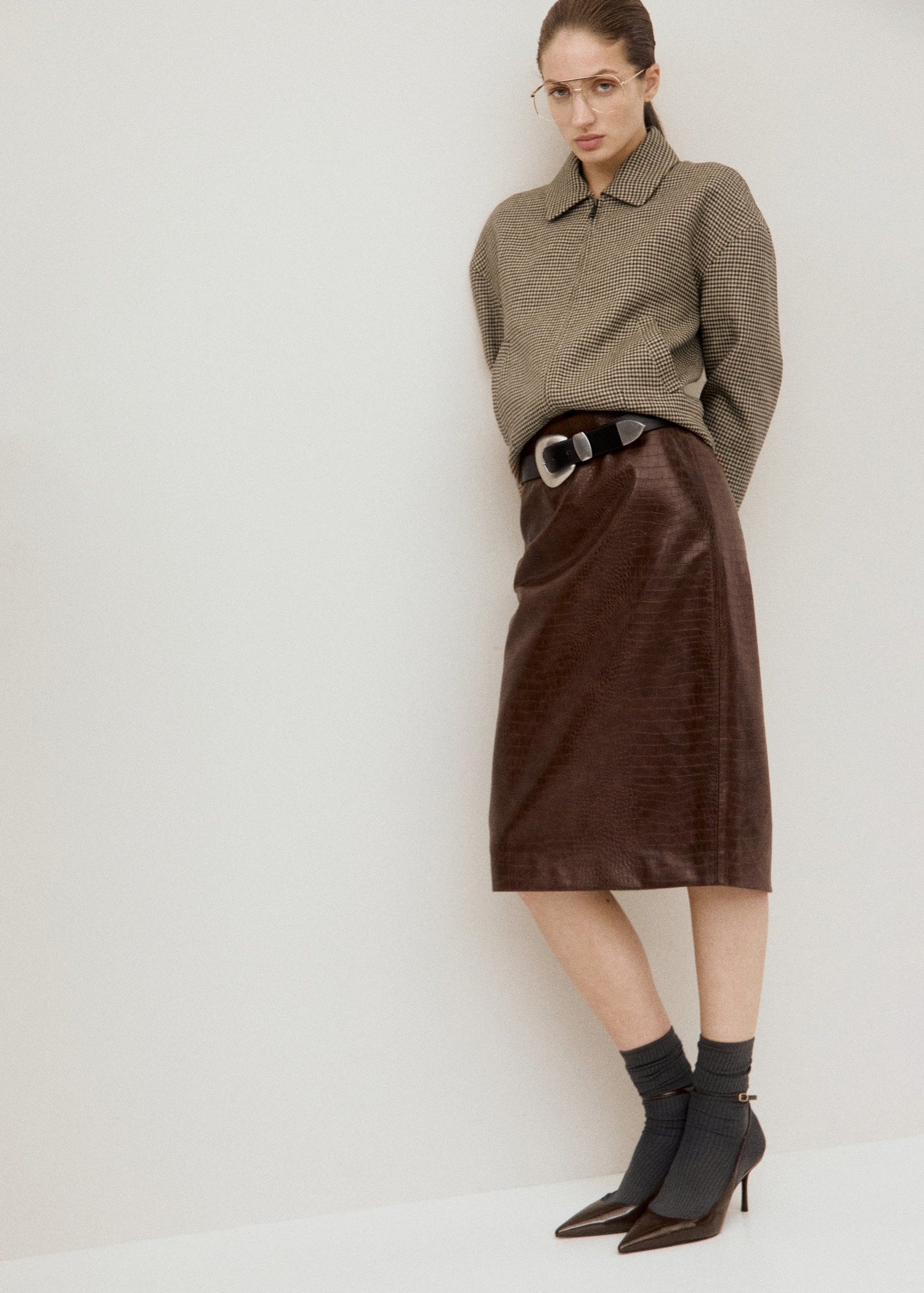 Fund midi, Mango - 34, Bojëkafe