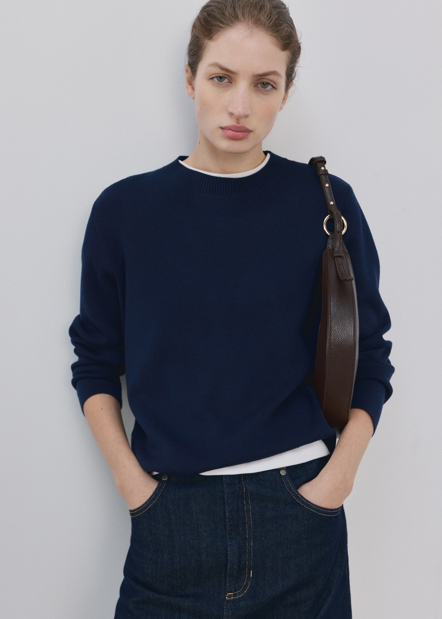 Pulovër me mëngë të gjata, Mango - L, Blu