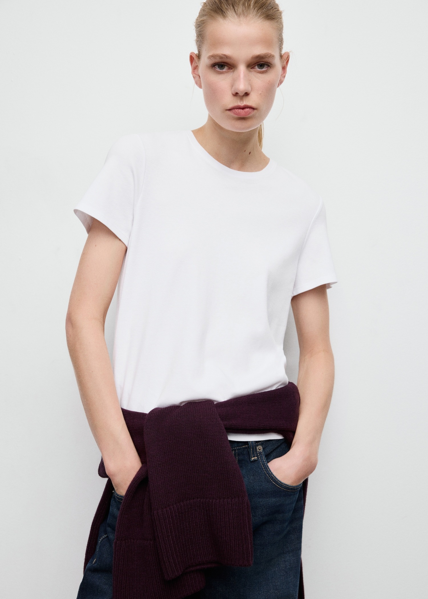 T-shirt, Mango - XXL, E bardhë