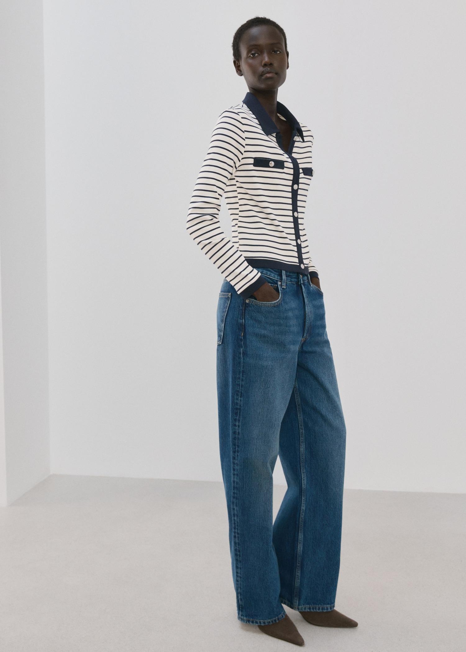 Triko me kopsa, Mango - S, Blu