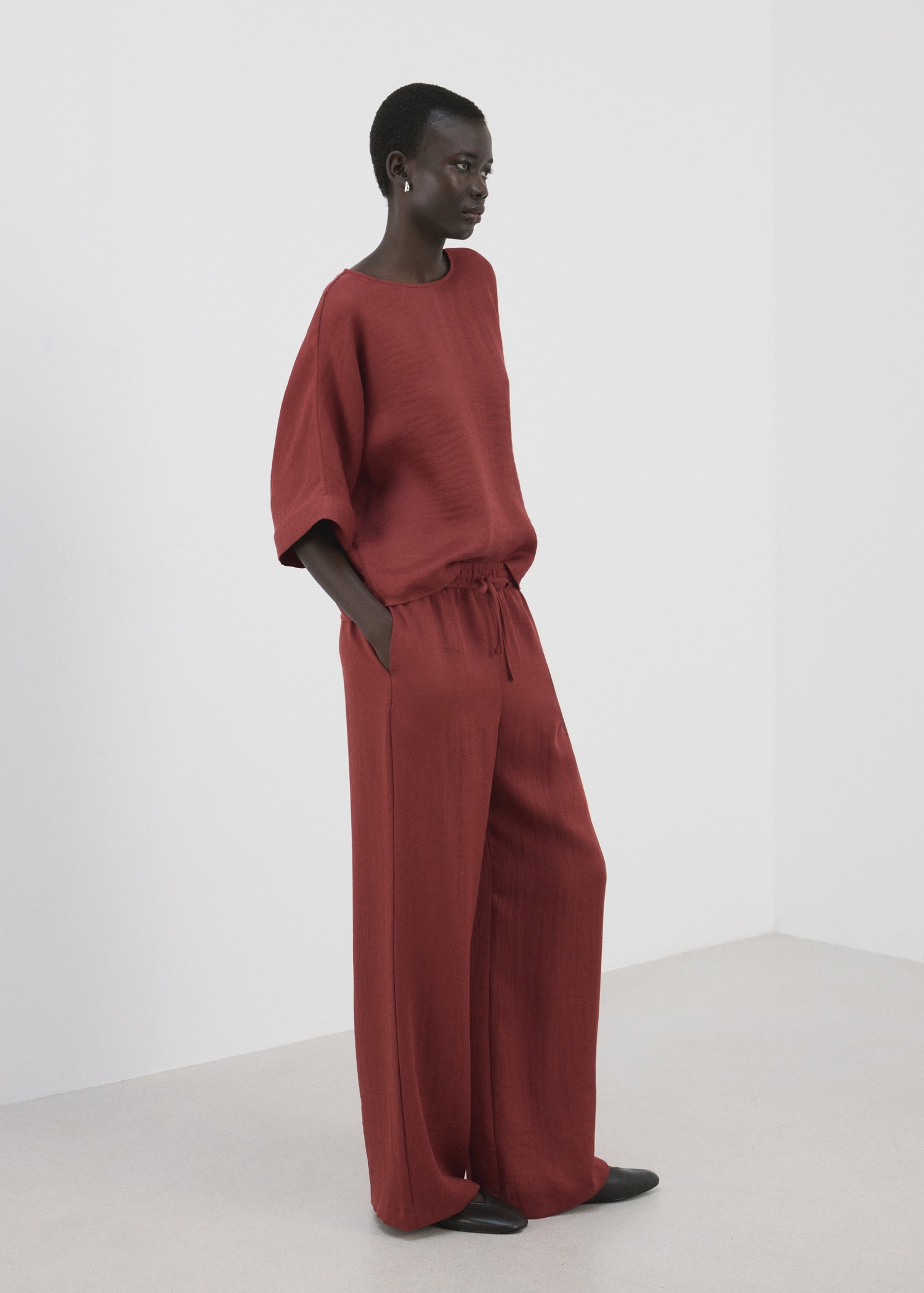 Bluzë me mëngë treçerekëshe, Mango - S, E kuqe