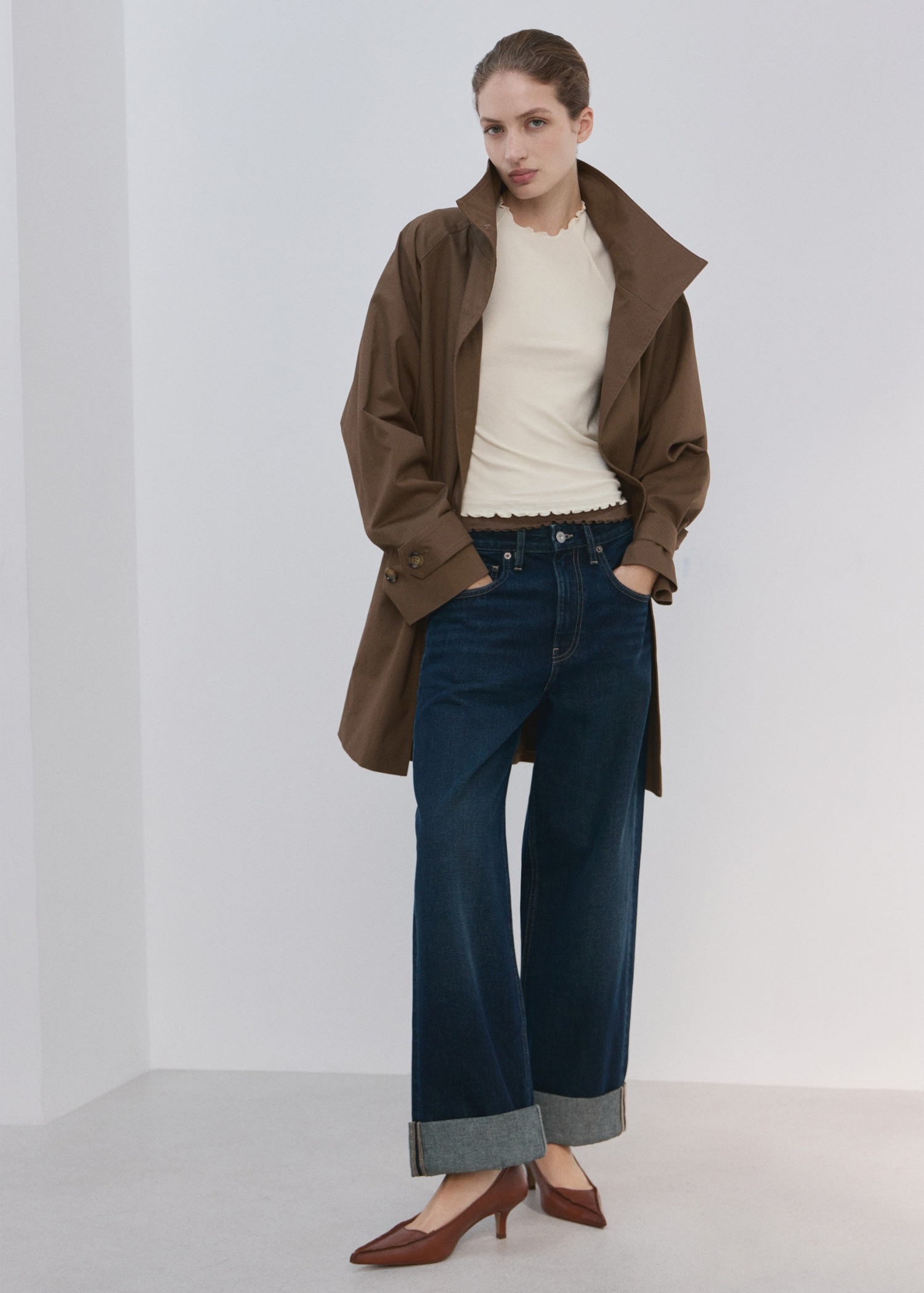 T-shirt, Mango - XS, Bezhë