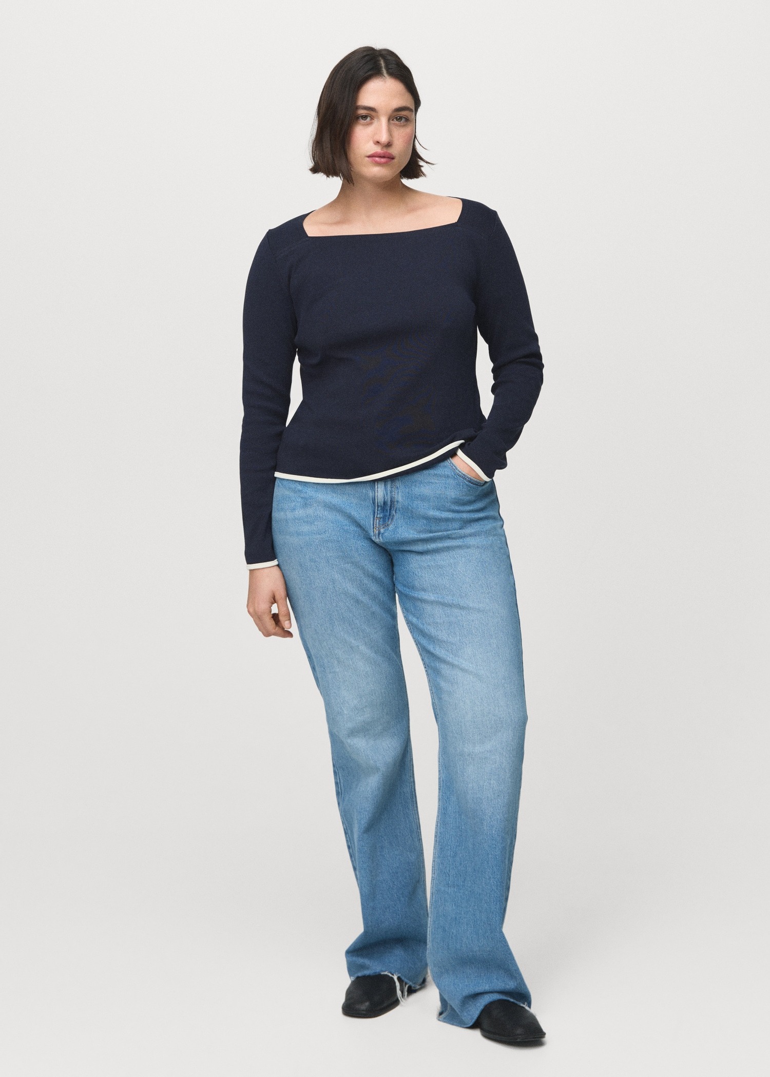 Bluzë me mëngë të gjata, Mango - XS, Blu