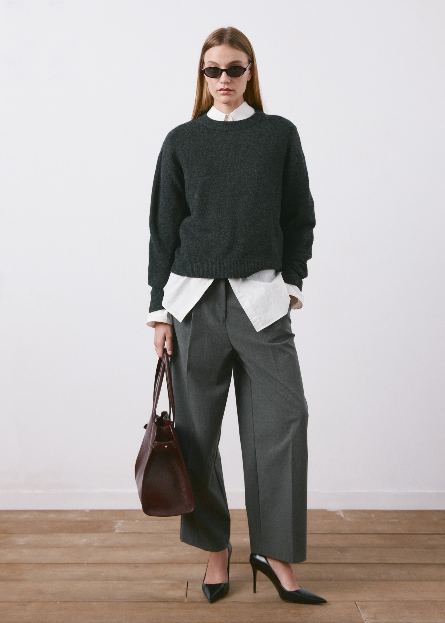 Pantallona, Mango - 36, Gri