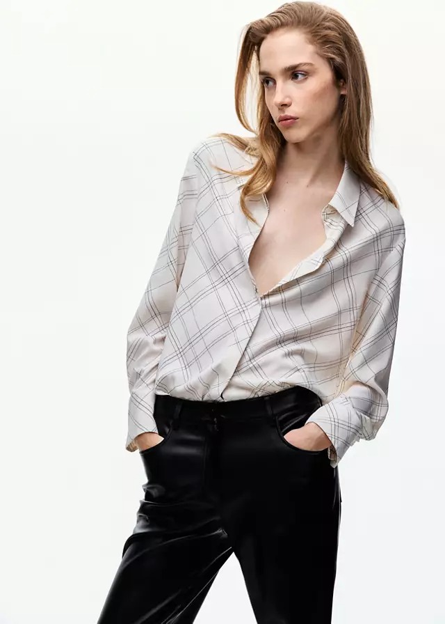 Këmishë me printe, Mango - XL, Bezhë