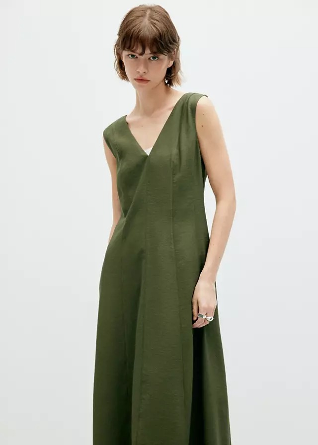 Fustan midi, Mango - XS, Jeshile
