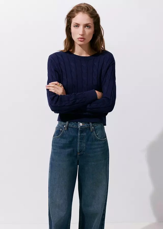 Pulovër pambuku, Mango - XS, Blu