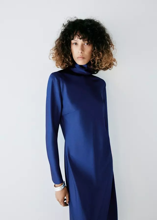 Fustan sateni, Mango - S, Blu