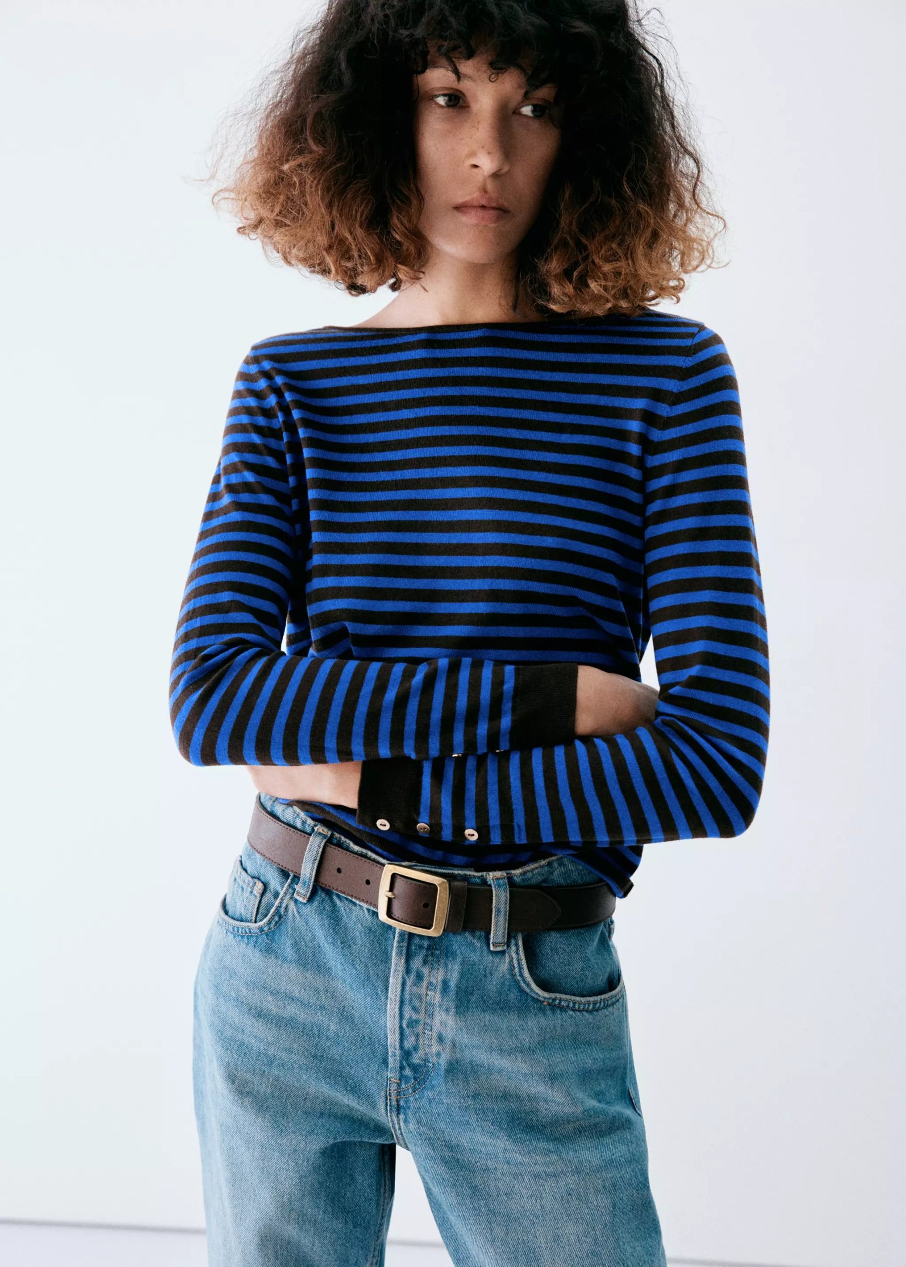 Bluzë me mëngë të gjata, Mango - XL, Blu