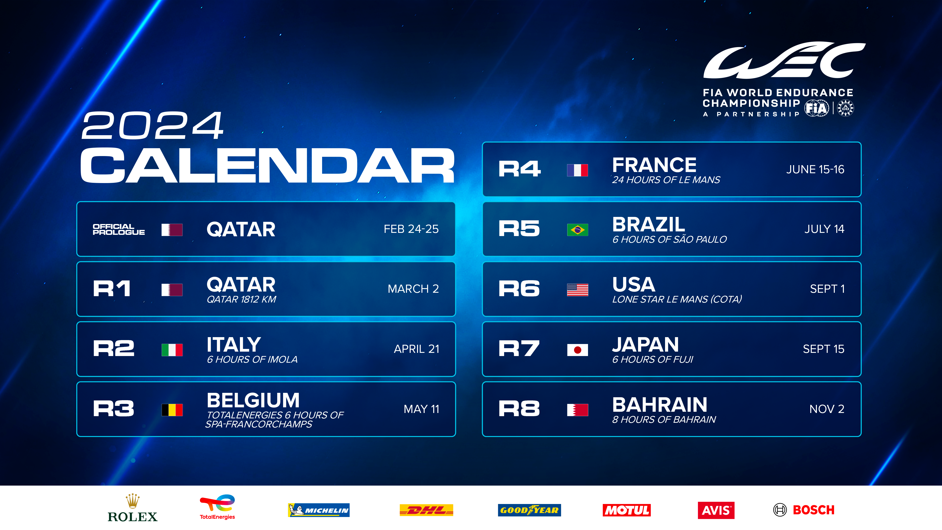 Calendar - FIA World Endurance Championship