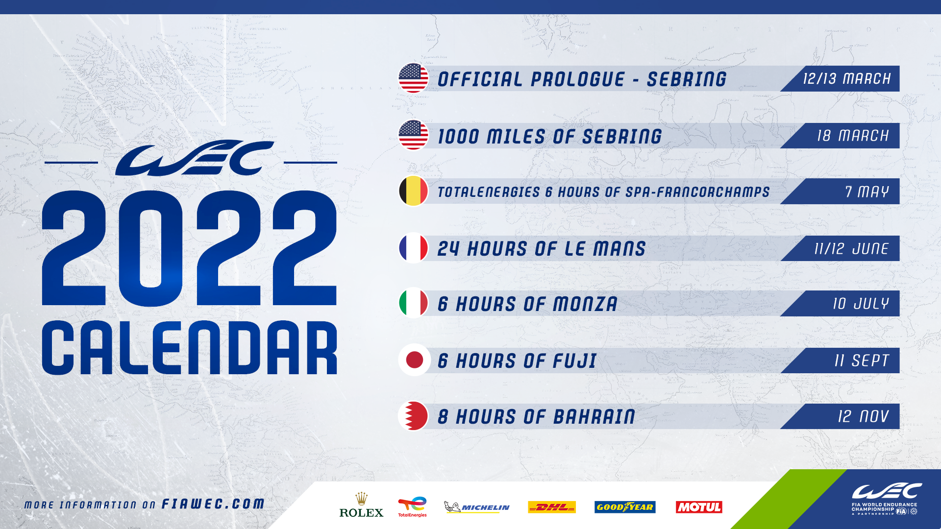 Wec Calendar 2023 Calendar - Fia World Endurance Championship