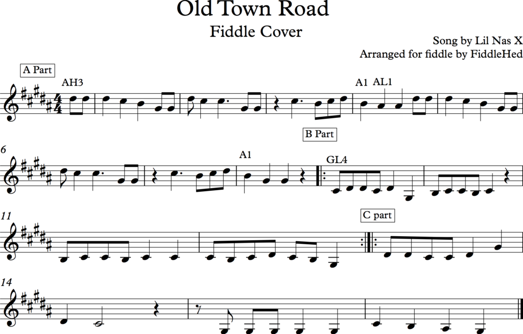 Old Town Road Sheet Music Easy