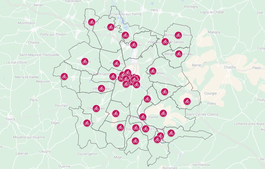 320 vélos électriques déployés dans l'Auxerrois : découvrez la carte des  stations - Auxerre (89000)