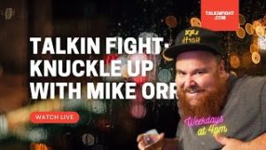 Nightmea Motu and Mike Orr boxing on Talkin' Fight podcast