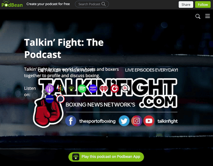 Podbean Talkin Fight Cover Image