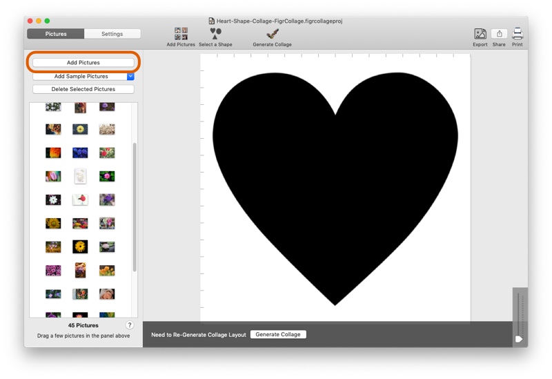 create heart shape collage online