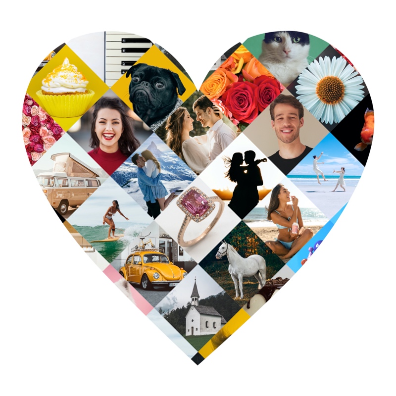 Free custom printable heart-shaped photo collage templates