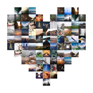 Heart shape picture collage