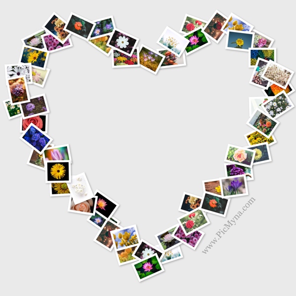 Heart collage with images places at edges only