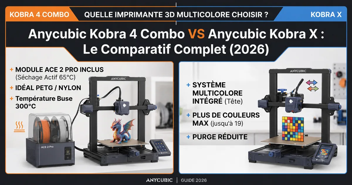 Anycubic Kobra 4 Combo avec son module ACE 2 Pro de séchage actif et sélection multicolore