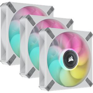 CORSAIR ICUE ML 120 RGB ELITE 120MM TRIPLE PACK WHITE WITH LIGHTING NODE CORE *พัดลม