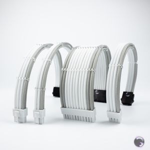 GALAXY PREMIUM CABLE SET 24PIN-8PIN CPU-8PIN VGA-6PIN VGA UP -WHITE GREY *สายถัก